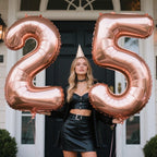 Kelfuoya Rose Gold Number 5 Balloons – 40-Inch Giant Foil Mylar, Champagne Gold for Birthdays & Anniversaries