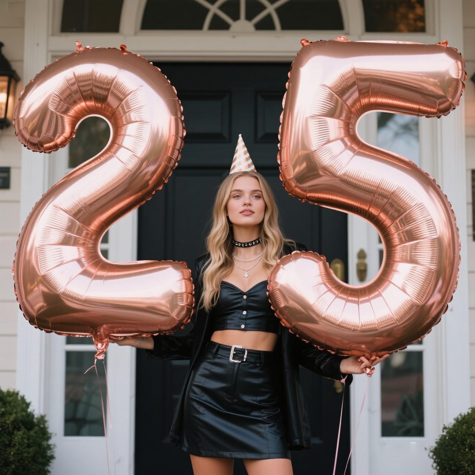 Kelfuoya Rose Gold Number 5 Balloons – 40-Inch Giant Foil Mylar, Champagne Gold for Birthdays & Anniversaries