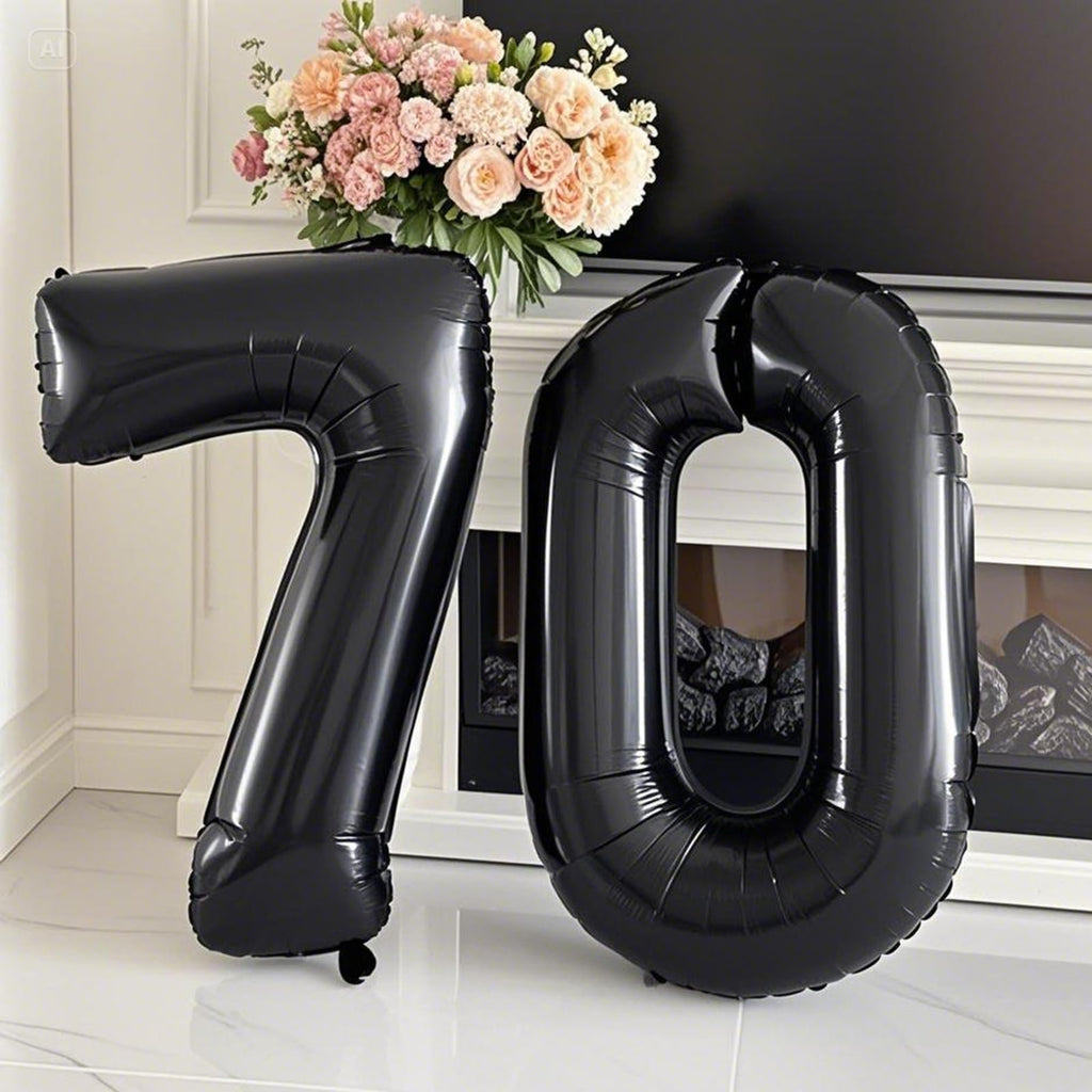 Kelfuoya 40-Inch Black Number 70 Digital Balloon | Jumbo Mylar Balloons for Birthday & Anniversary