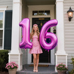 Kelfuoya 40-Inch Rose Purple 16 Balloons – Giant Foil Number Balloons for Birthday & Anniversary Parties