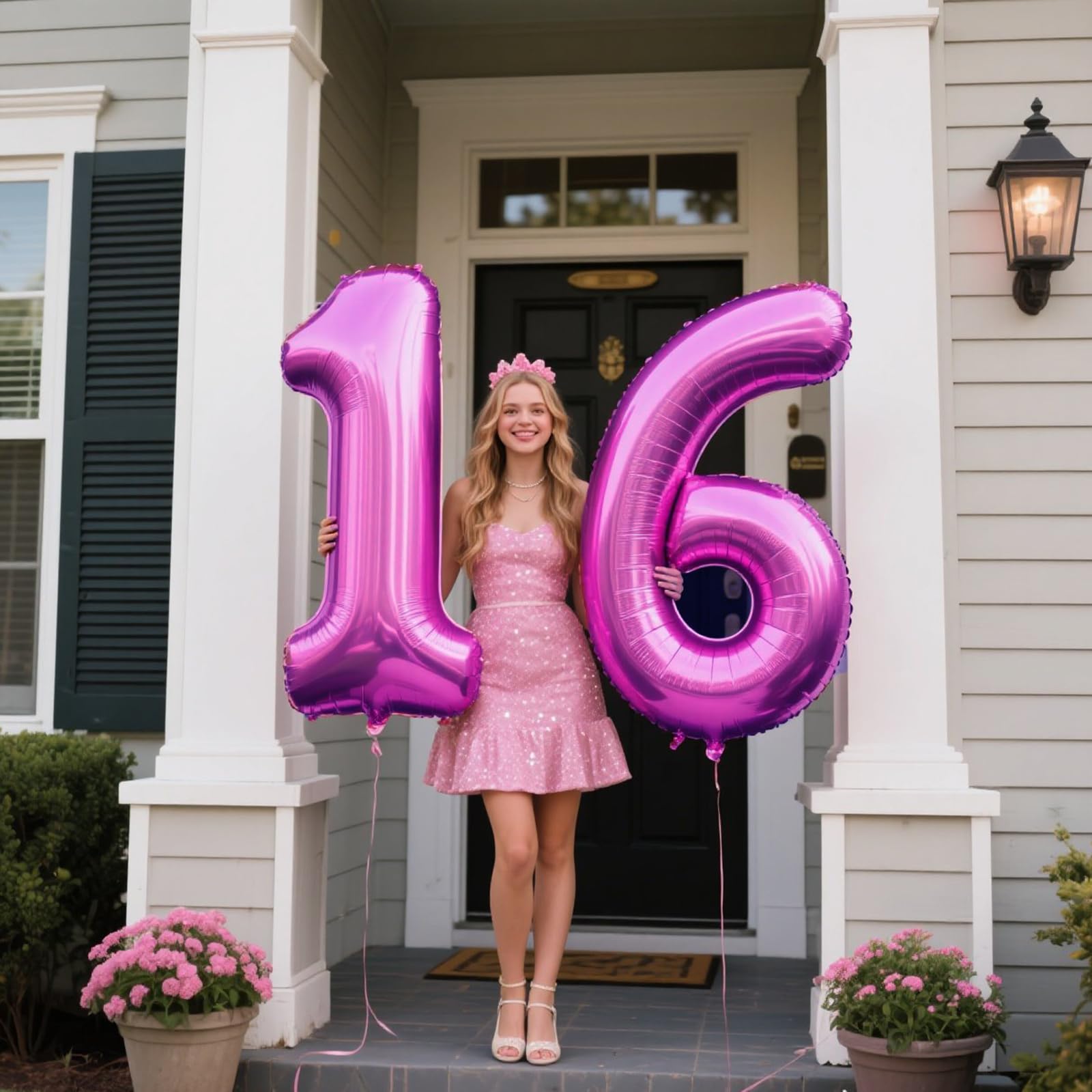 Kelfuoya 40-Inch Rose Purple 16 Balloons – Giant Foil Number Balloons for Birthday & Anniversary Parties