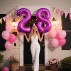 Kelfuoya 40 Inch Rose Purple 28 Balloon Numbers – Giant Foil Balloons for Birthday & Anniversary