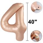 Kelfuoya 40-Inch Caramel Brown Number 24 Balloons – Giant Foil Balloons for 24th Birthday, Anniversary, Party Decor
