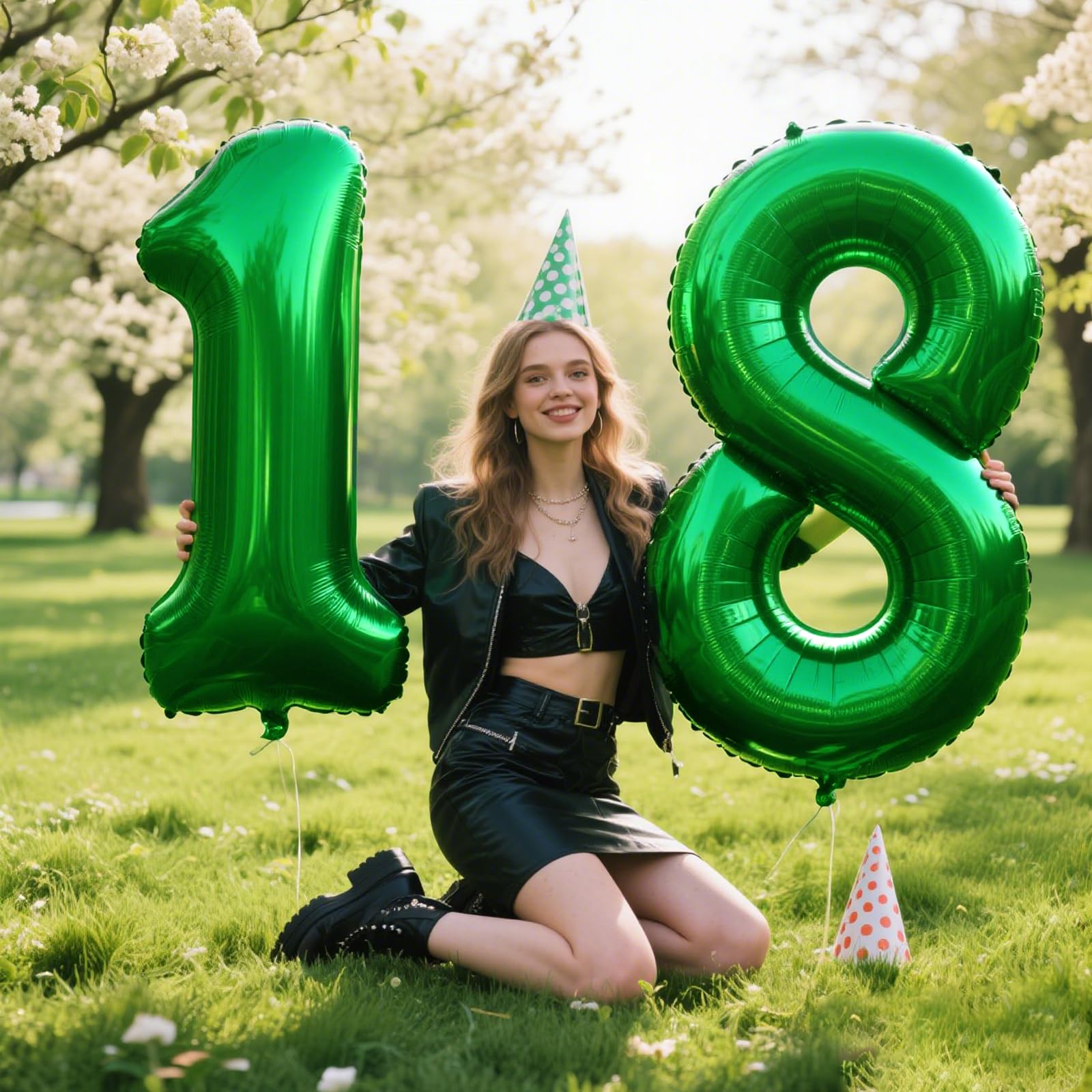 Kelfuoya 40in Green Number 8 Balloon – Large Foil Balloons for Birthdays