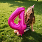 Kelfuoya Rose Red Number 4 Balloon – 40-Inch Hot Pink Foil Balloons for Birthday Parties