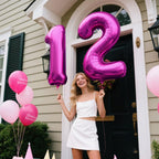 Kelfuoya 40-Inch Rose Purple 12 Balloon – Giant Foil Number Balloons for Birthday & Anniversary