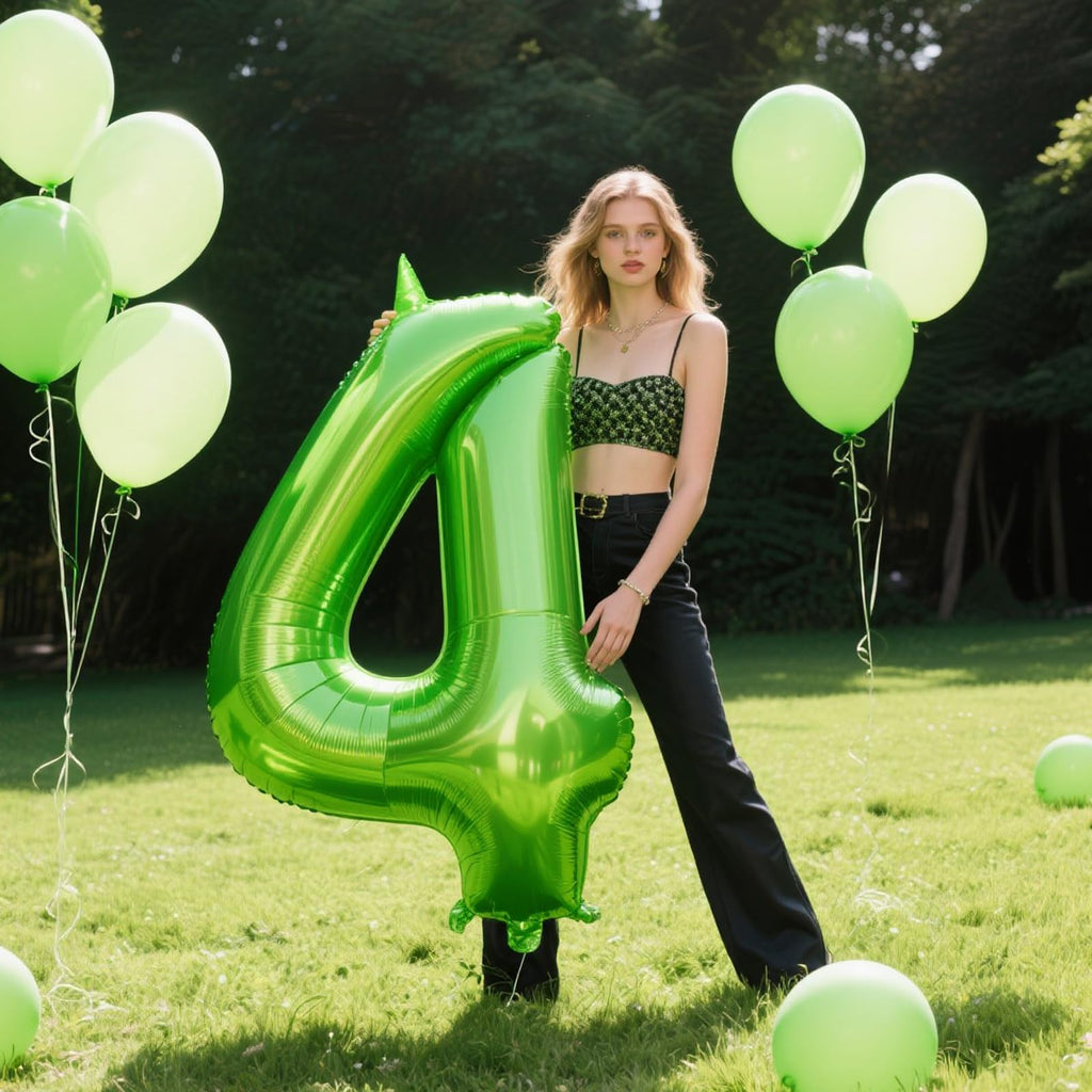 Kelfuoya 40-Inch Light Green Foil Number Balloons - Giant 14th & 24th Birthday Decor