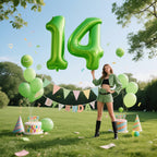 Kelfuoya 40-Inch Light Green Foil Number Balloons - Giant 14th & 24th Birthday Decor