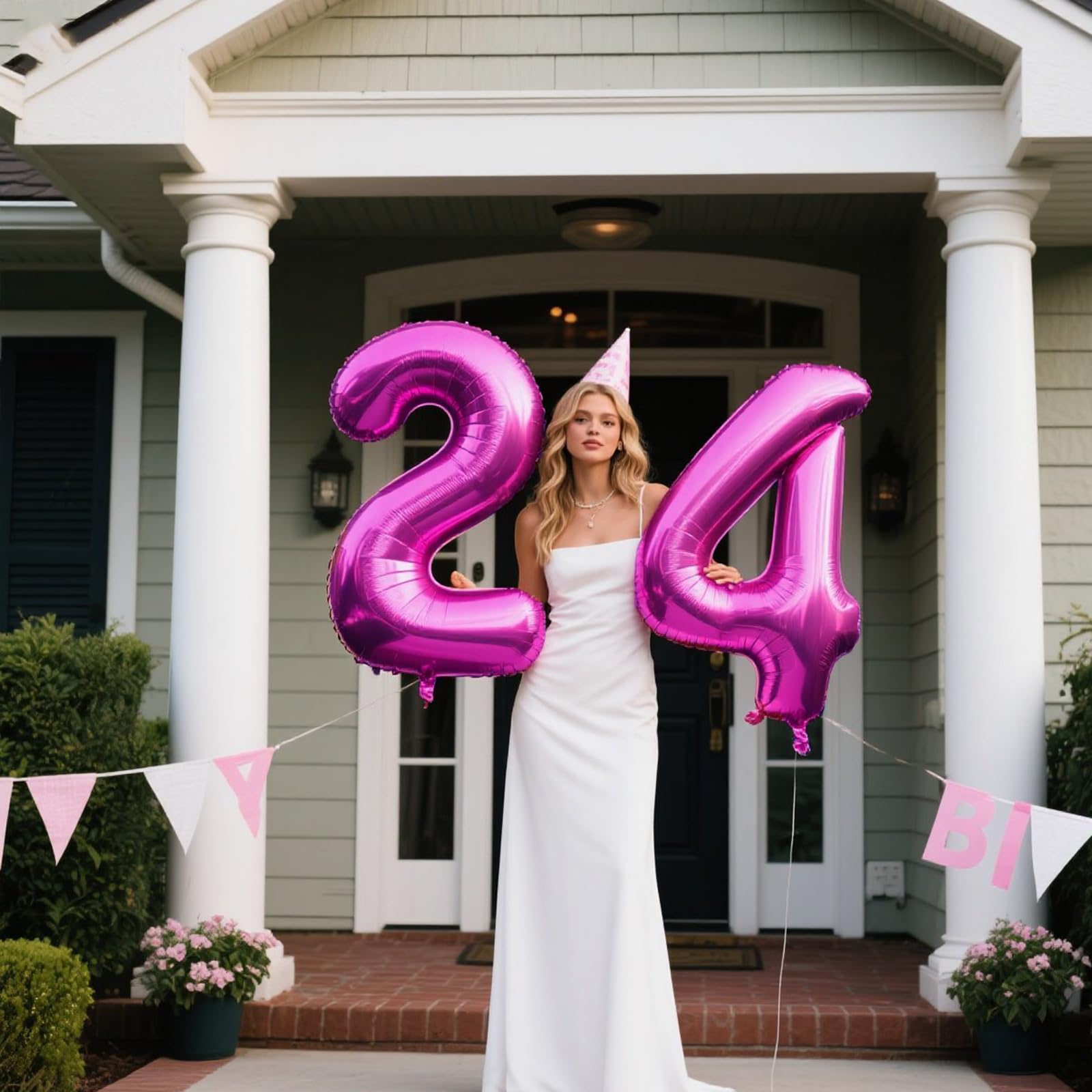Kelfuoya 40-Inch Rose Purple 24 Balloon Numbers | Giant Foil Birthday & Anniversary Balloons