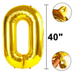 Kelfuoya 40 Inch Gold Number 0 Balloon – Jumbo Mylar Foil Balloons for Birthdays, Weddings & Anniversaries
