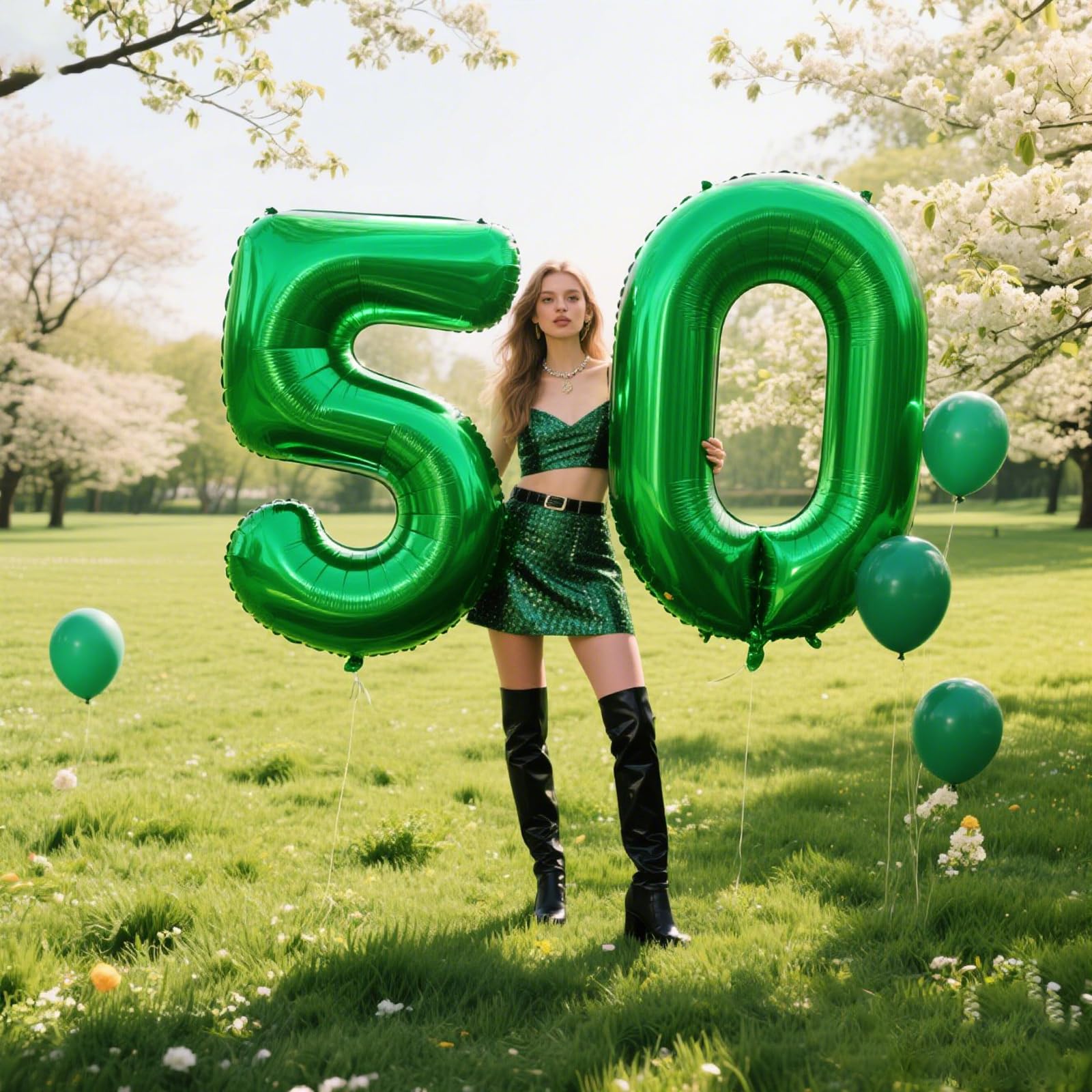 Kelfuoya 40 Inch Green Number 0 Foil Balloon – Large 0 Balloons for Birthdays, Baby Showers & Celebrations