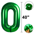 Kelfuoya 40 Inch Green Number 0 Foil Balloon – Large 0 Balloons for Birthdays, Baby Showers & Celebrations