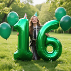 Kelfuoya 40 Inch Green Number 16 Balloon | Jumbo Mylar Foil Balloons for Birthday & Anniversary