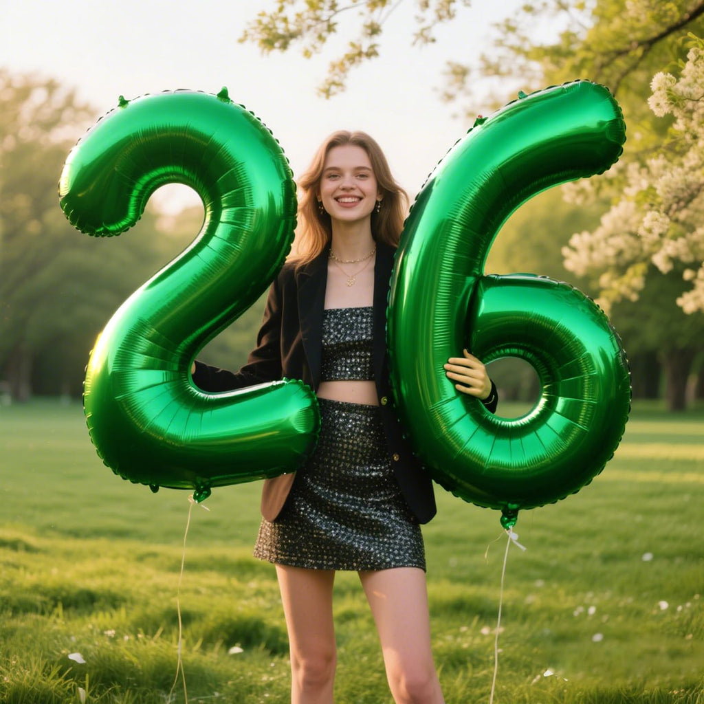 Kelfuoya 40 Inch Green Number 2 Balloon – Giant Foil Mylar Balloons for Birthdays & Anniversaries