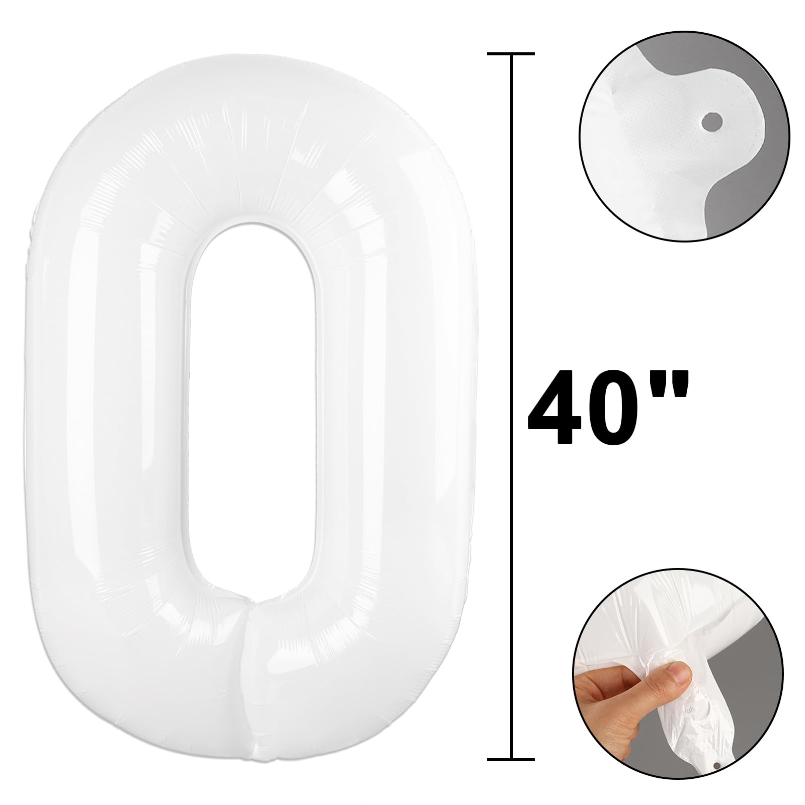 Kelfuoya 40-Inch White Number 20 Digital Balloon – Jumbo Mylar Foil Balloons for Birthday & Anniversary Decor