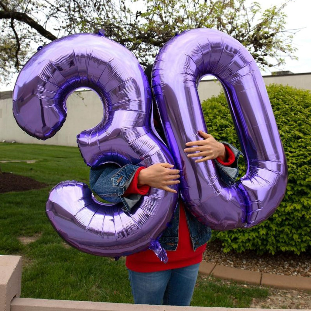 Kelfuoya 40-Inch Purple Number 60 Digital Balloon | Jumbo Mylar Foil Balloons for Parties