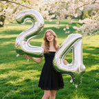 Kelfuoya 40-Inch Silver Number Balloons – Giant Mylar Foil Balloons (4 and 14) for 40th Birthday & Anniversary