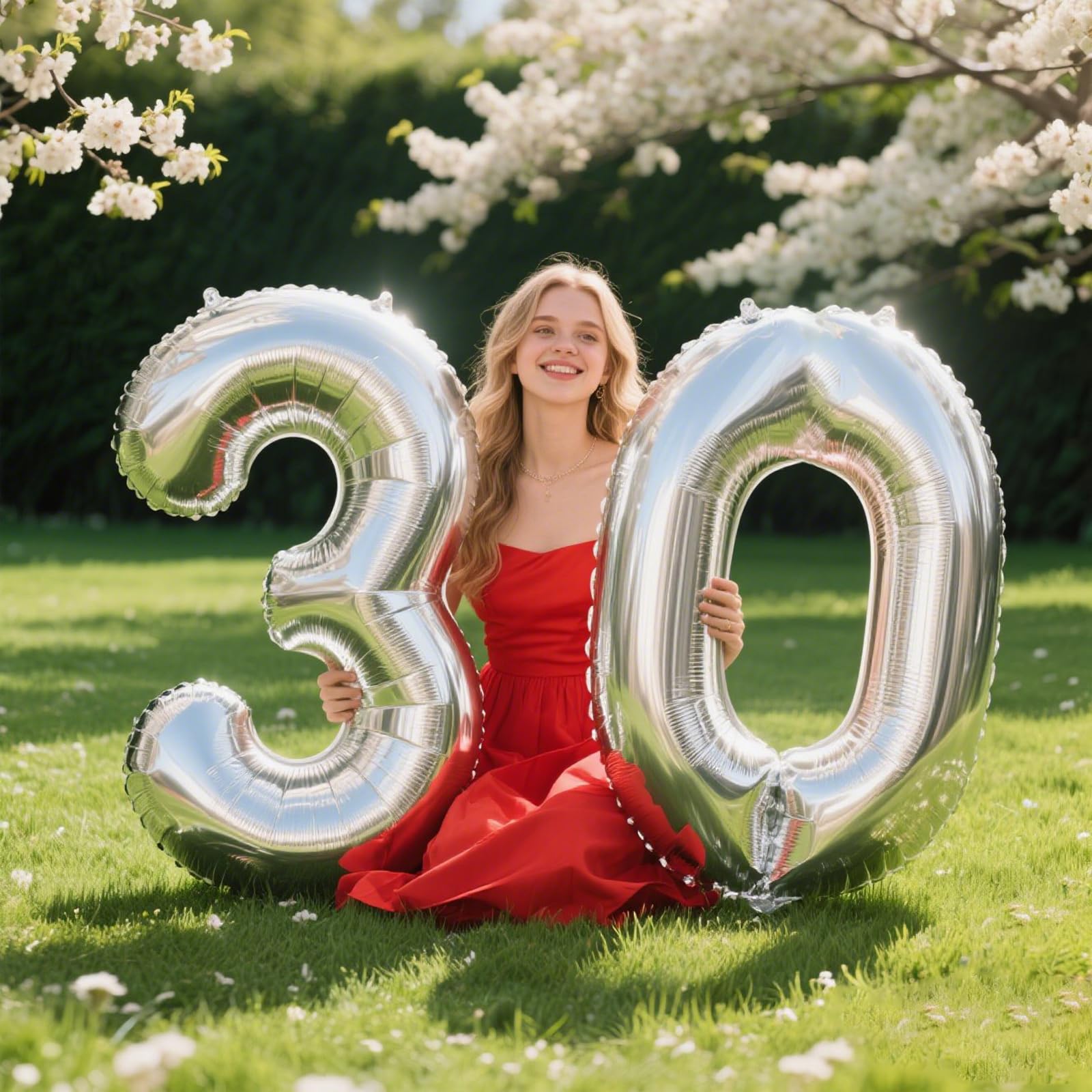 Kelfuoya 40-Inch Silver Number 30 Balloon – Jumbo Mylar Foil Helium Balloons for Birthday & Anniversary Parties