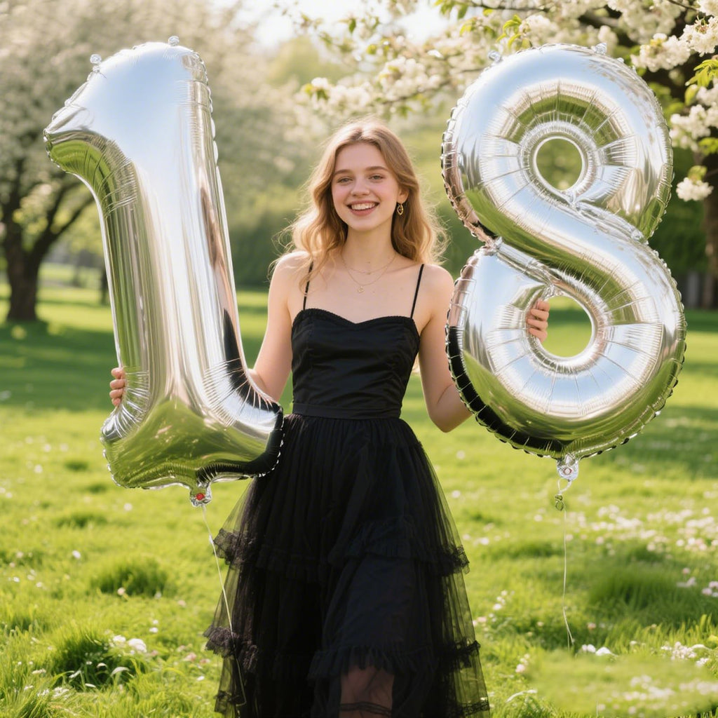 Kelfuoya 40 Inch Silver 8 Number Balloon – Jumbo Mylar Foil Balloons for Birthdays & Anniversaries