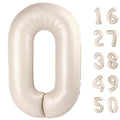 Kelfuoya 40-inch Milk White Number 0 Balloon - Cream Foil Balloons for Birthdays & Weddings