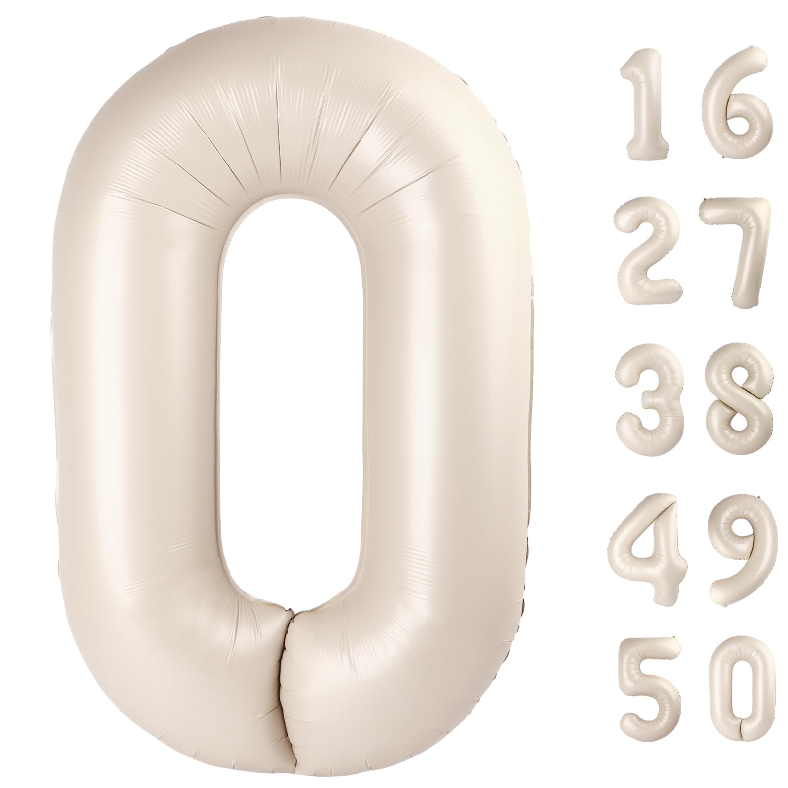 Kelfuoya 40-inch Milk White Number 0 Balloon - Cream Foil Balloons for Birthdays & Weddings