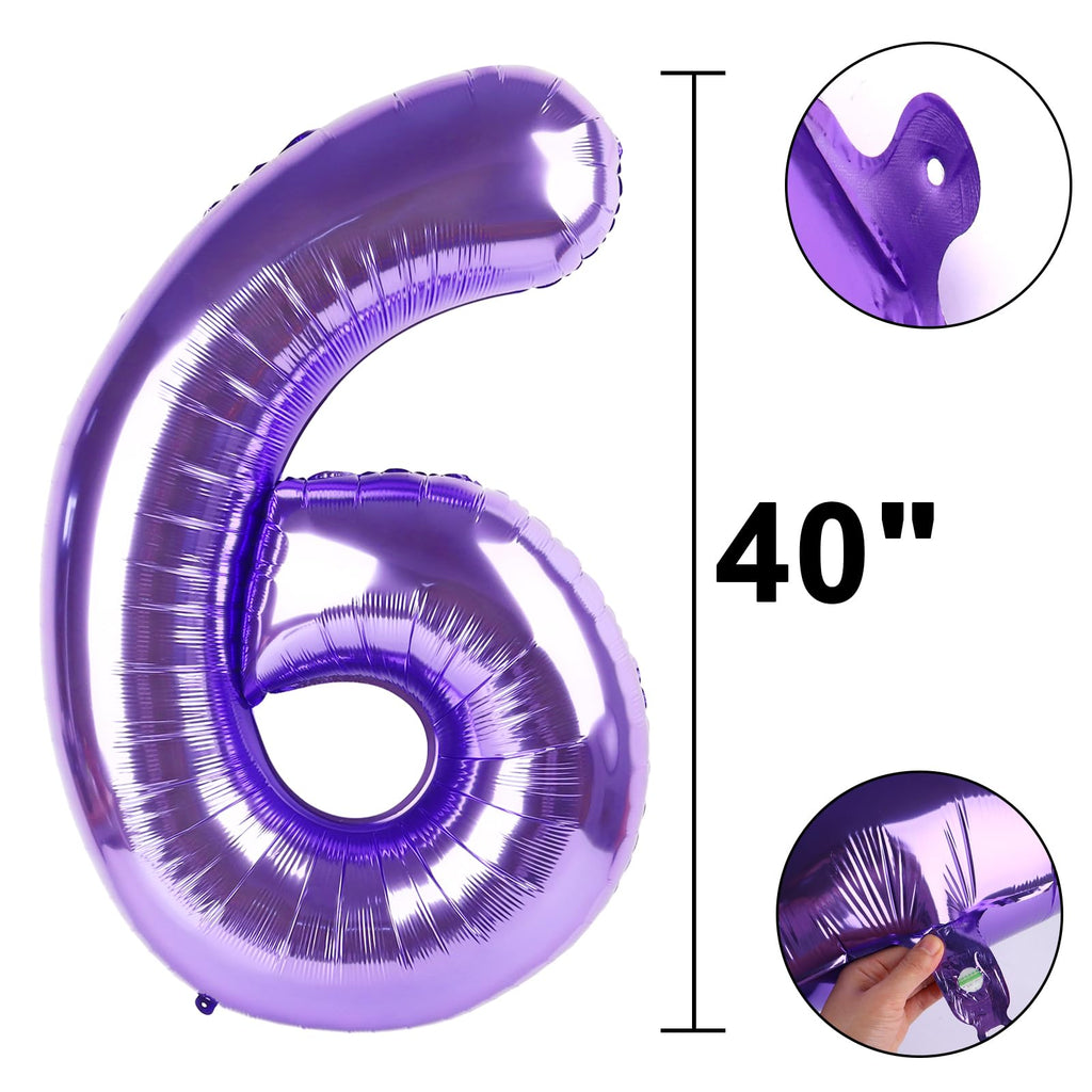 Kelfuoya 40-Inch Purple Number 60 Digital Balloon | Jumbo Mylar Foil Balloons for Parties