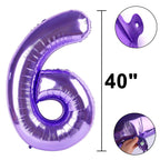 Kelfuoya 40-Inch Purple Number 60 Digital Balloon | Jumbo Mylar Foil Balloons for Parties