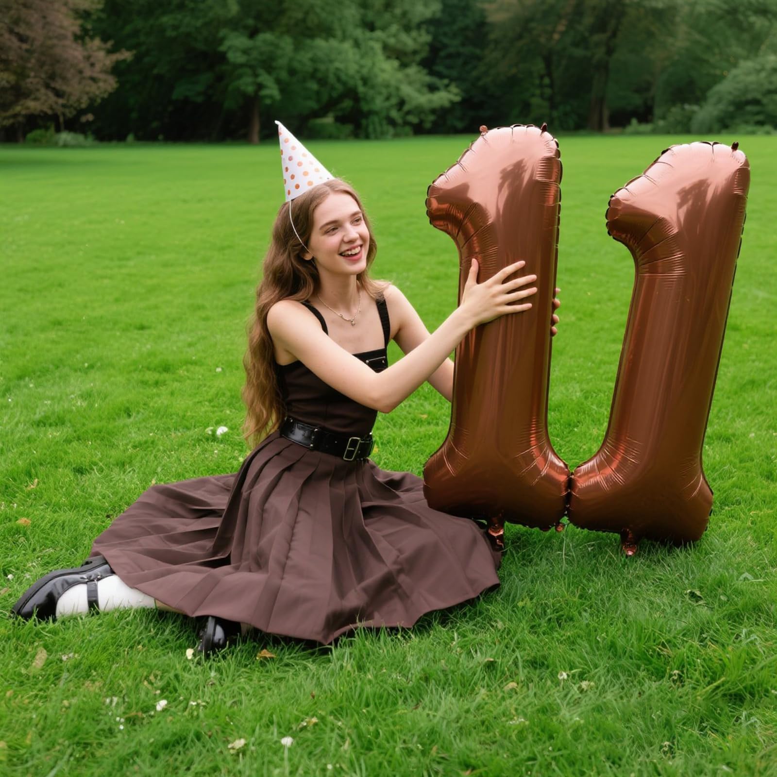 Kelfuoya 40 Inch Dark Brown Number 1 Balloon | Jumbo Mylar Foil First Birthday Balloons for Parties