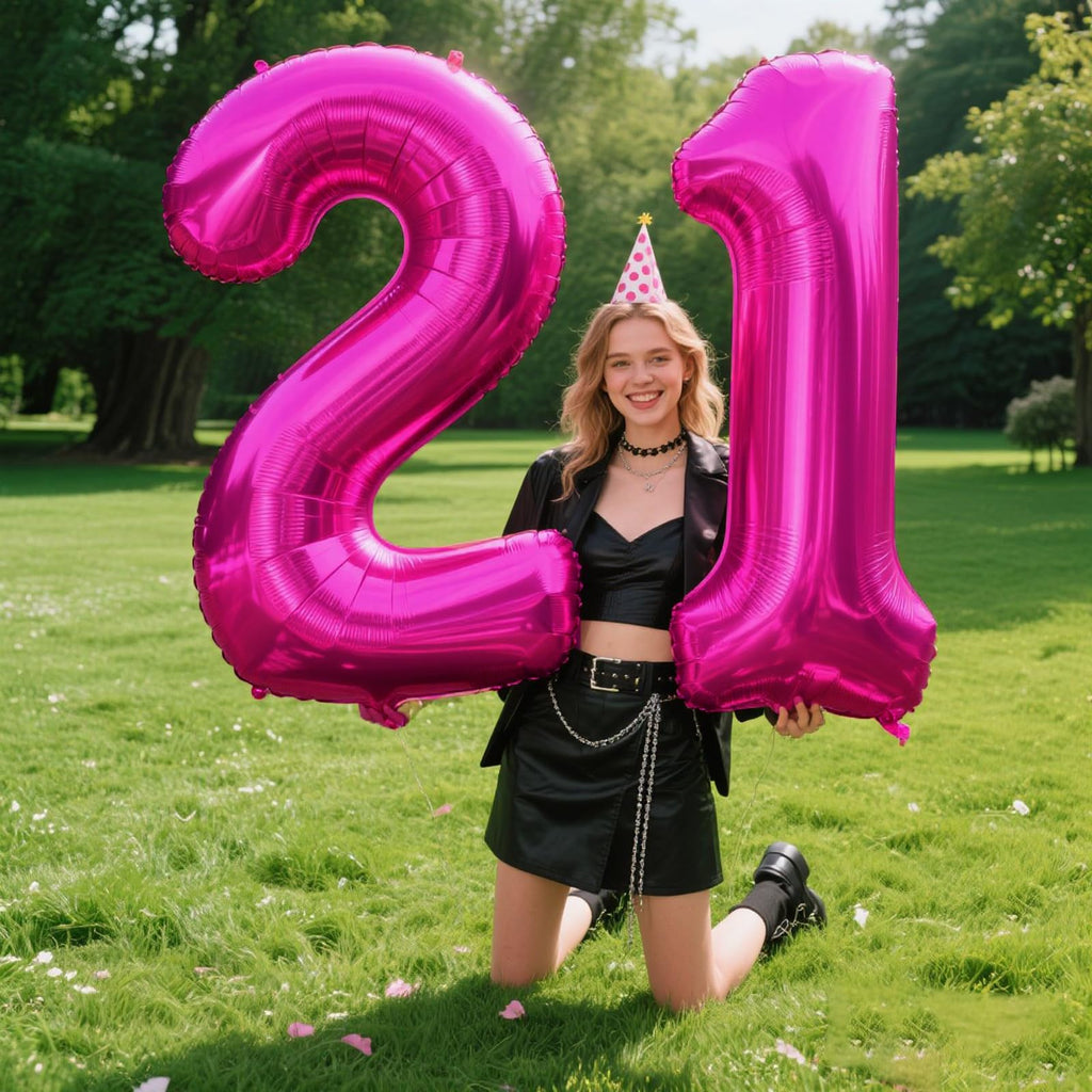 Kelfuoya Hot Pink 40-Inch Number 1 Balloon – Rose Red Jumbo Mylar Balloons for 1st Birthday & Celebrations