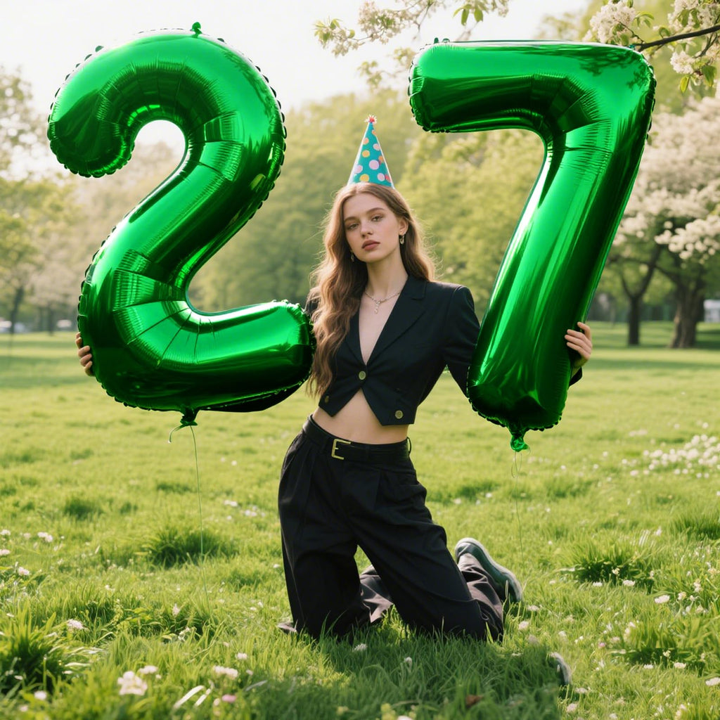 Kelfuoya 40 Inch Green Number 2 Balloon – Giant Foil Mylar Balloons for Birthdays & Anniversaries