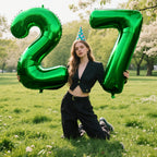 Kelfuoya 40 Inch Green Number 2 Balloon – Giant Foil Mylar Balloons for Birthdays & Anniversaries