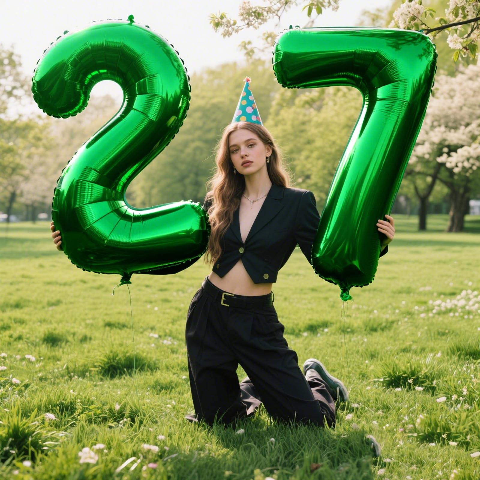 Kelfuoya 40 Inch Green Number 2 Balloon – Giant Foil Mylar Balloons for Birthdays & Anniversaries