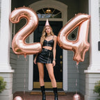 Kelfuoya Rose Gold Number 4 Balloons - 40 Inch Giant Foil Mylar for Birthdays & Celebrations