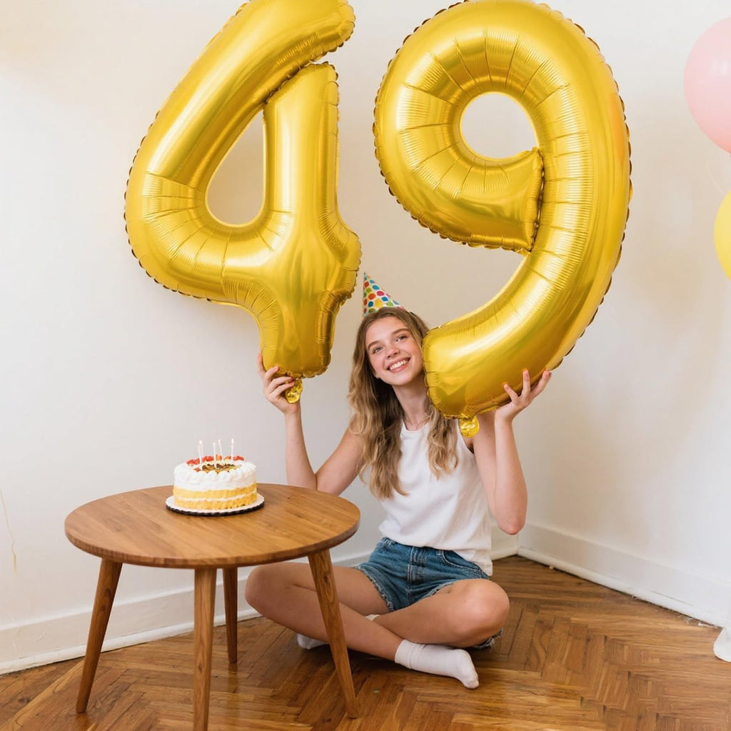 Kelfuoya 40-Inch Gold Number 4 Balloon | Giant Foil Milestone Balloons for Birthdays & Anniversaries