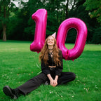 Kelfuoya Rose Red Number 0 Balloon – 40-Inch Jumbo Hot Pink Mylar Balloons for Birthdays & Celebrations