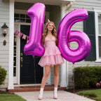 Kelfuoya 40-Inch Rose Purple 16 Balloons – Giant Foil Number Balloons for Birthday & Anniversary Parties