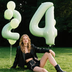 Kelfuoya 40-Inch Olive Green Four-Number Foil Balloons for Birthdays & Anniversaries