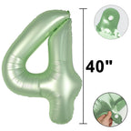 Kelfuoya 40-Inch Olive Green Four-Number Foil Balloons for Birthdays & Anniversaries