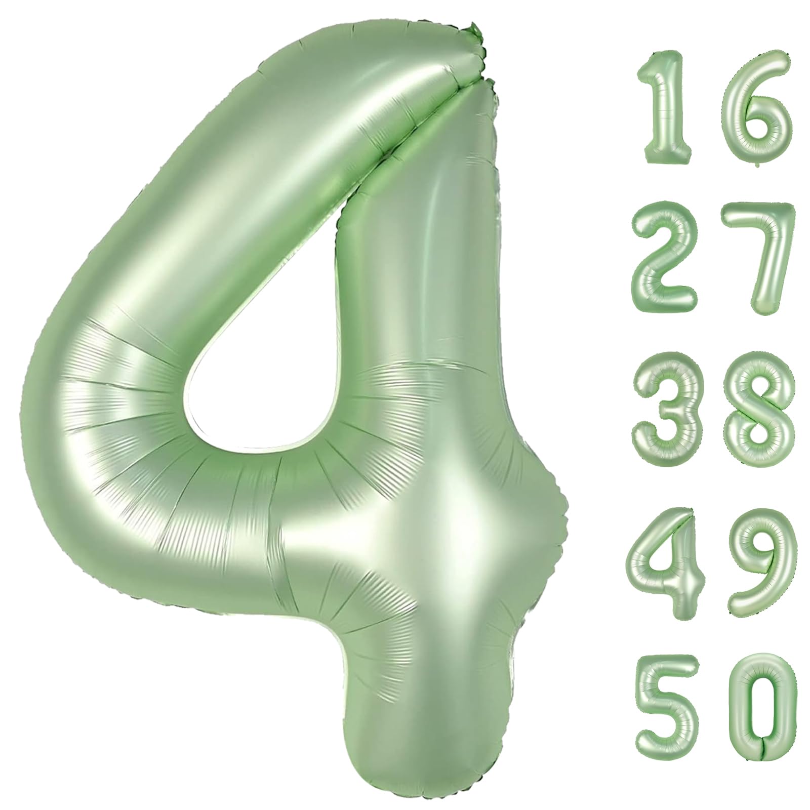 Kelfuoya 40-Inch Olive Green Four-Number Foil Balloons for Birthdays & Anniversaries