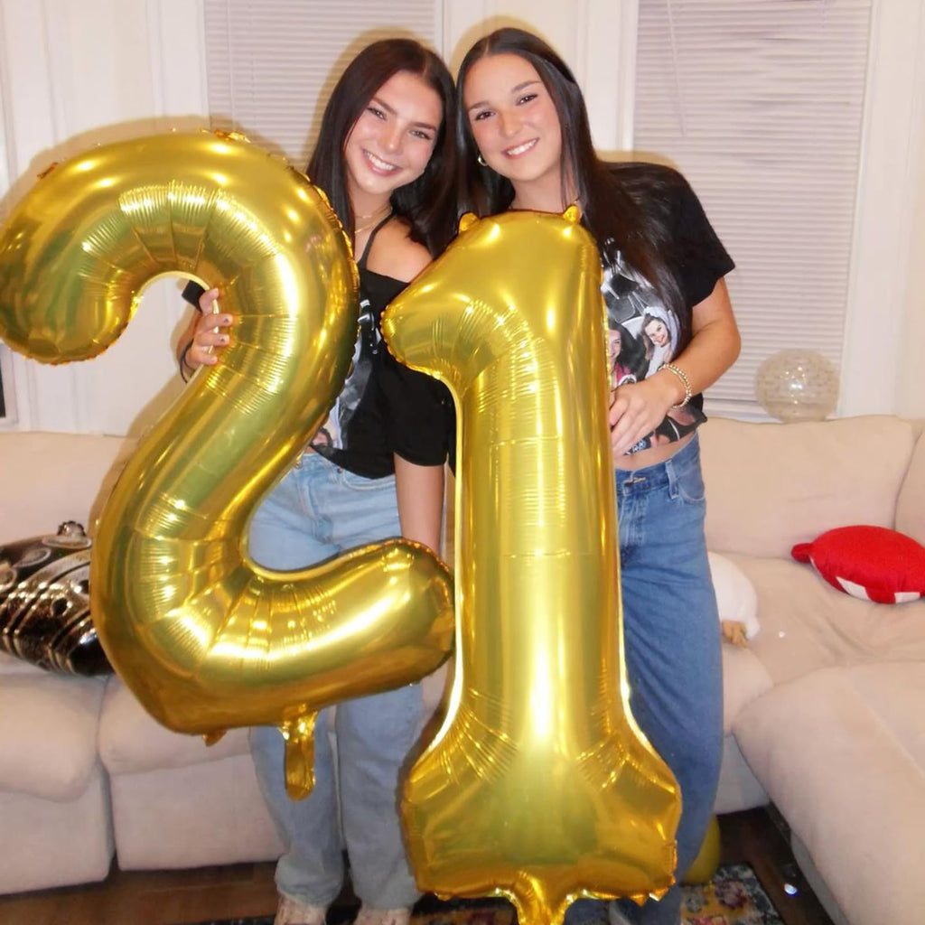 Kelfuoya 40 Inch Gold Number 21 Balloon – Jumbo Mylar Foil Balloons for 21st Birthday, Anniversary & Party Decor