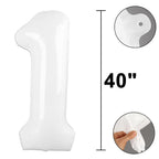 Kelfuoya 40-Inch White Number 17 Balloon – Jumbo Mylar Digital Balloons for Party Decor