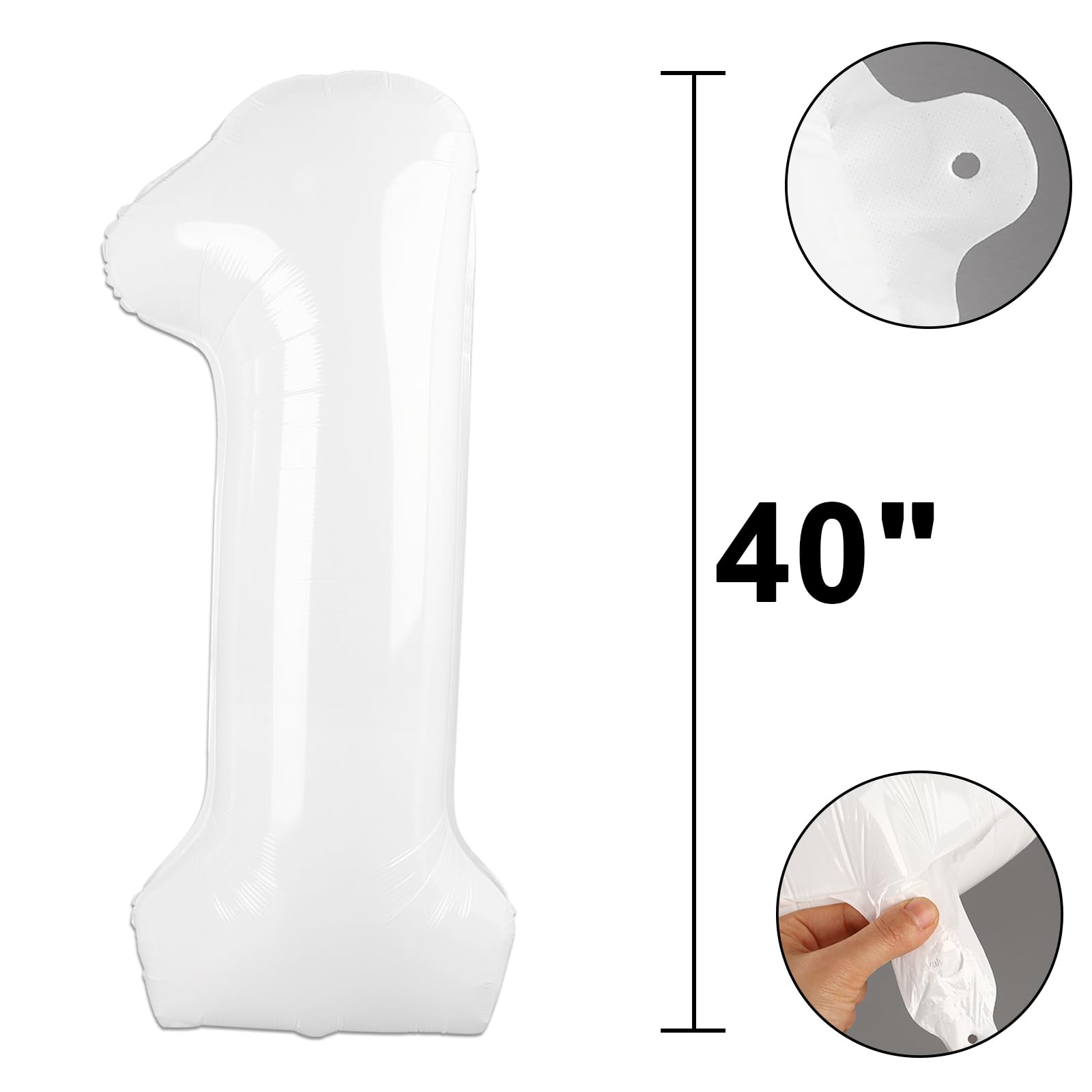 Kelfuoya 40-Inch White Number 17 Balloon – Jumbo Mylar Digital Balloons for Party Decor