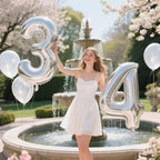 Kelfuoya 40-Inch Silver Number Balloons – Giant Mylar Foil Balloons (4 and 14) for 40th Birthday & Anniversary