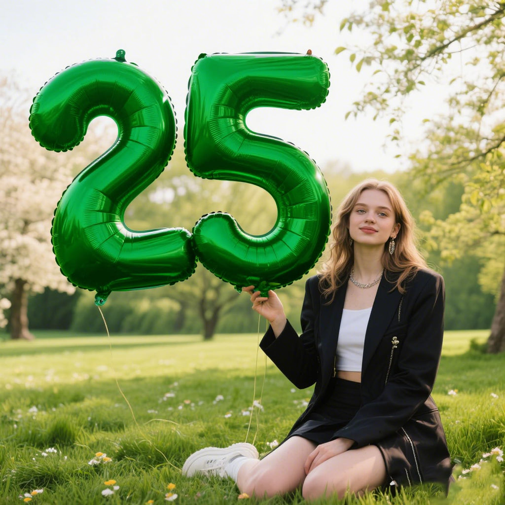 Kelfuoya 40 Inch Green Number 5 Foil Balloon | Giant 5 Balloons for Birthdays, Anniversaries, and Parties