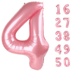 Kelfuoya 40-Inch Pearlescent Pink 4-Number Foil Balloons for Birthdays & Anniversaries