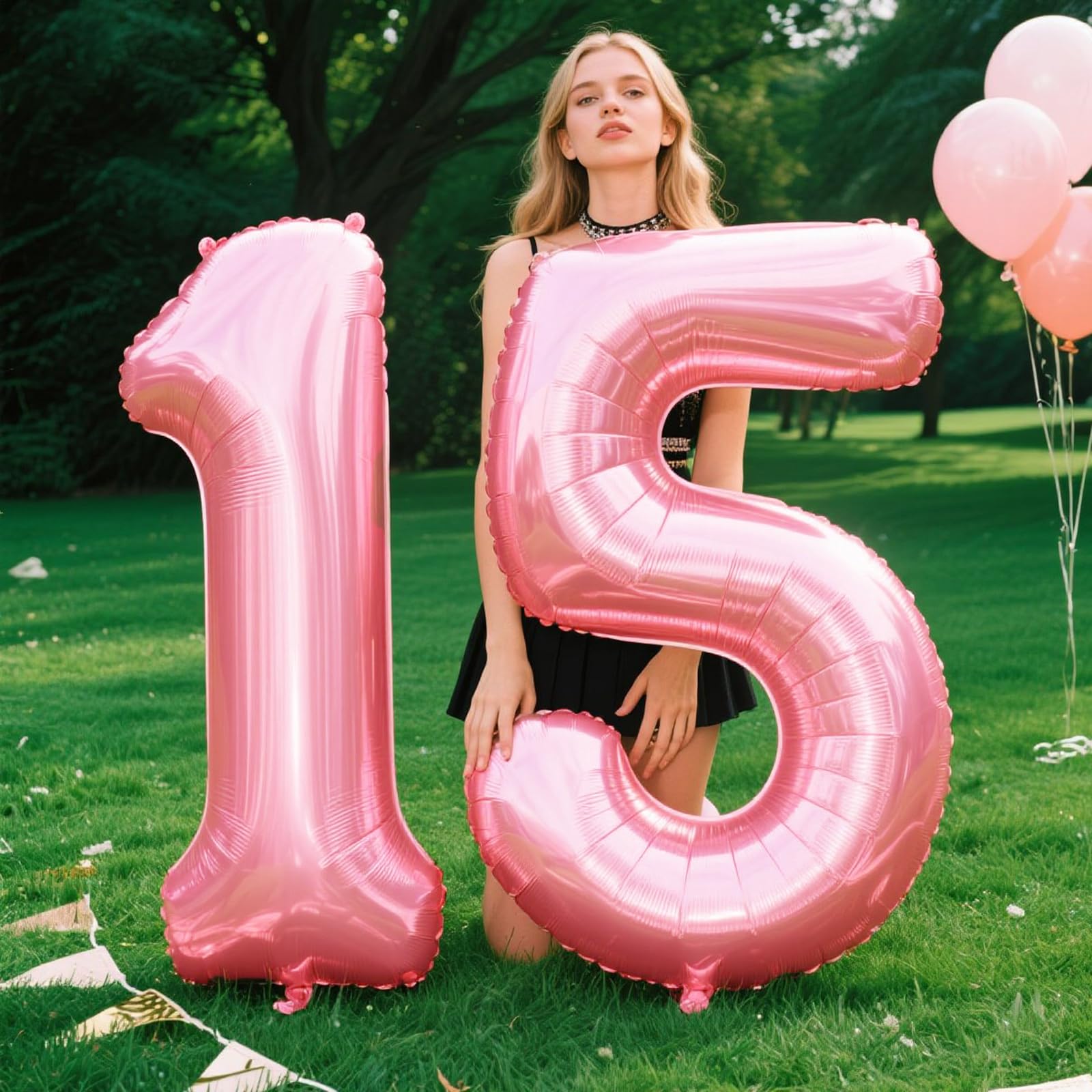 Kelfuoya 40-Inch Pearlescent Pink Number Balloon (Number 5) – Jumbo Mylar Foil Balloons for Birthdays and Celebrations