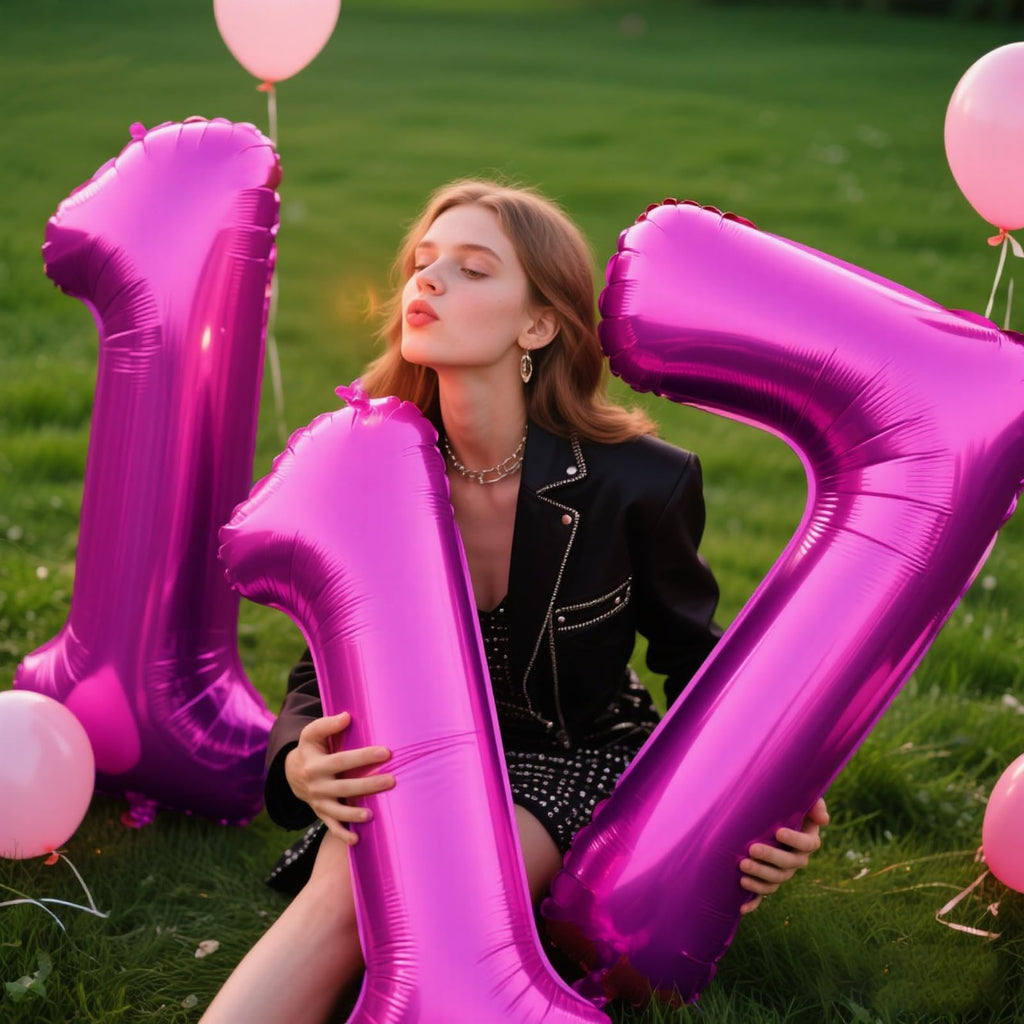 Kelfuoya 40-Inch Rose Purple 17 Balloon – Large Foil Number Balloons for Birthday & Anniversary