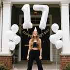 Kelfuoya 40-Inch White Number 17 Balloon – Jumbo Mylar Digital Balloons for Party Decor