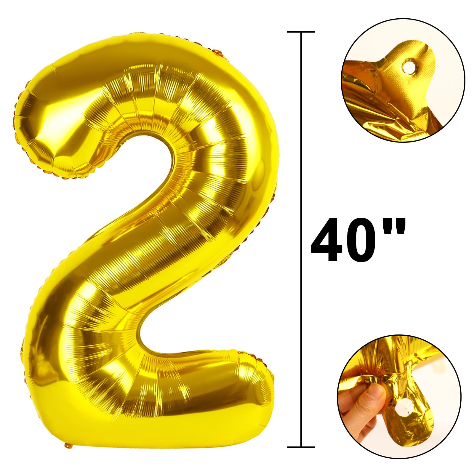 Kelfuoya 40 Inch Gold Number 21 Balloon – Jumbo Mylar Foil Balloons for 21st Birthday, Anniversary & Party Decor