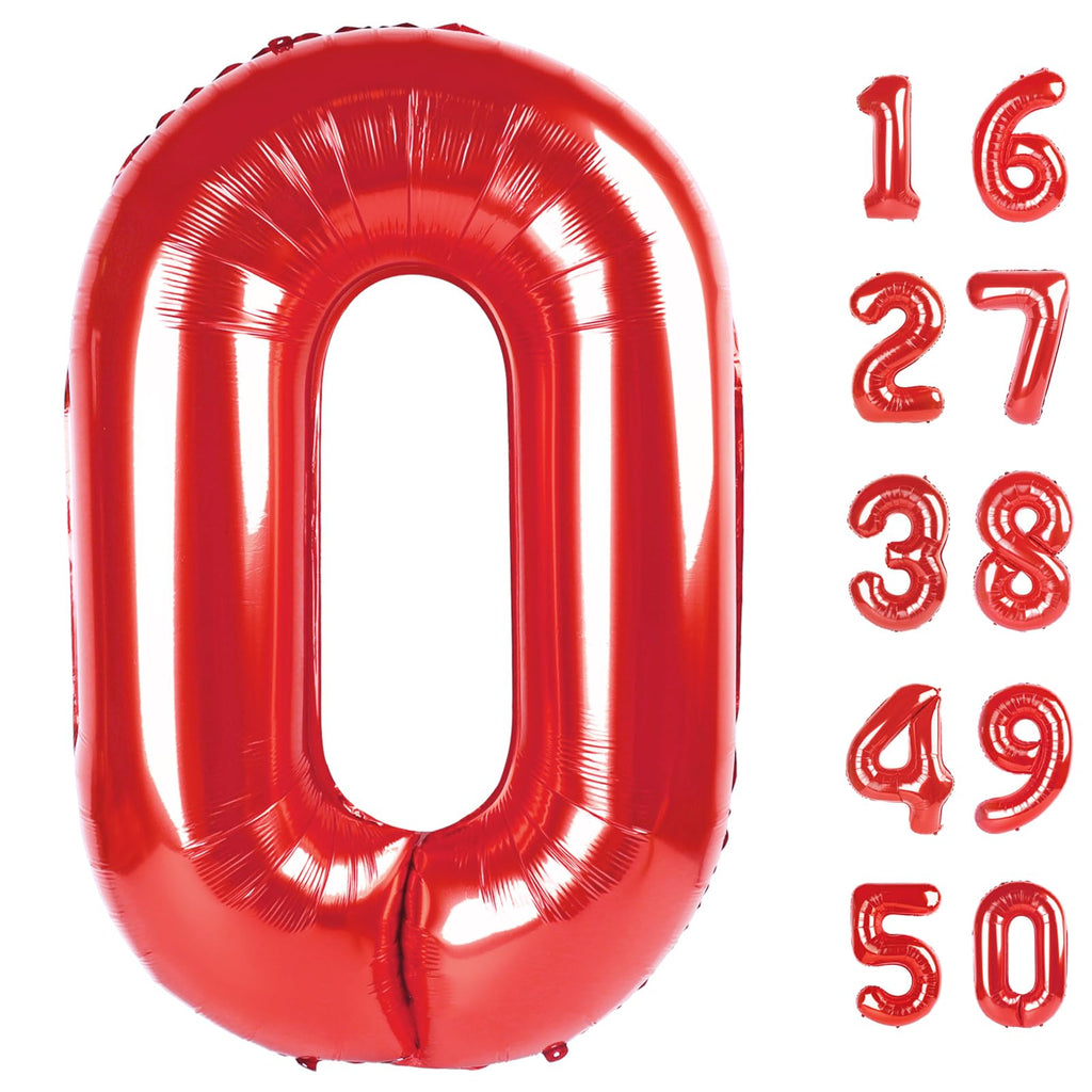 Kelfuoya Red 0 Balloons 40 Inch – Foil Number Balloon for Birthday Parties & Anniversaries